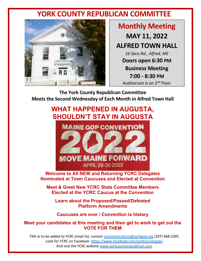 York County Republican Committee Meeting May 2022